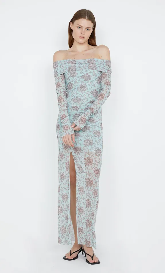 Bec Bridge Dresses TWIGGY LS GATHERED DRESS Juniper Floral 8211 Women