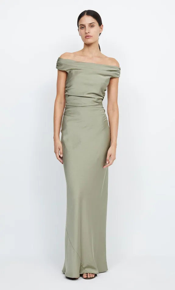 Bec Bridge Event Wear Dresses ETERNITY OFF SHOULDER MAXI Sage 8211 Women