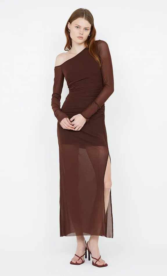 Bec Bridge Event Wear Dresses FAE ASYM LONG SLEEVE DRESS Cocoa 8211 Women