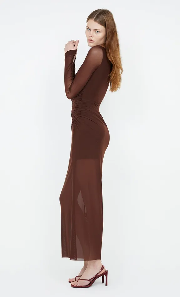 Bec Bridge Event Wear Dresses FAE ASYM LONG SLEEVE DRESS Cocoa 8211 Women