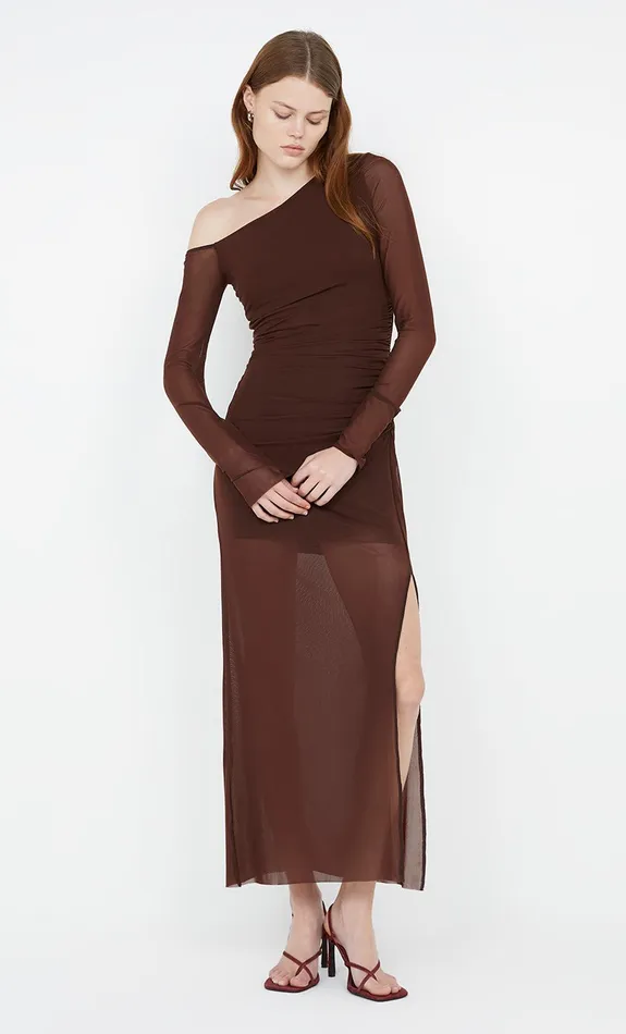 Bec Bridge Event Wear Dresses FAE ASYM LONG SLEEVE DRESS Cocoa 8211 Women