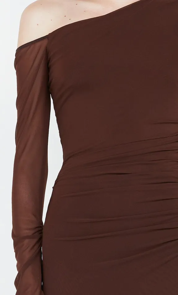 Bec Bridge Event Wear Dresses FAE ASYM LONG SLEEVE DRESS Cocoa 8211 Women