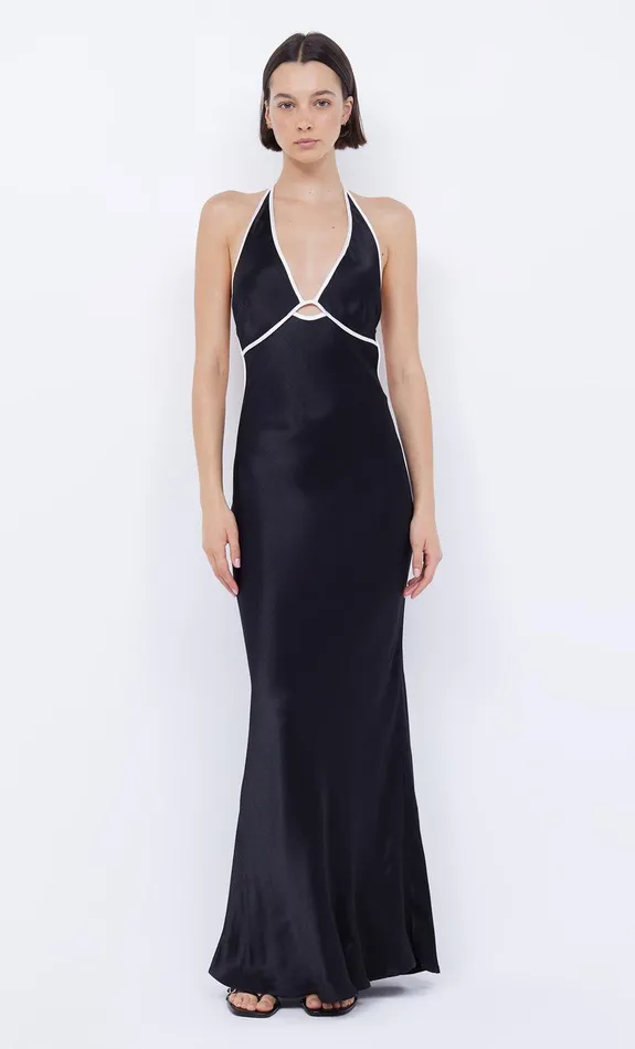 Bec Bridge Event Wear Dresses ZARIAH HALTER DRESS Blackivory 8211 Women