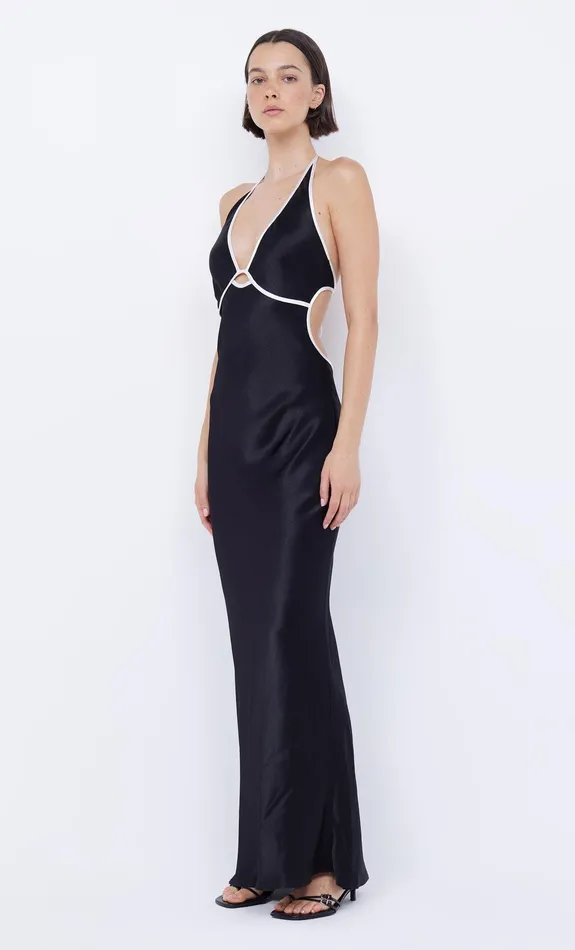 Bec Bridge Event Wear Dresses ZARIAH HALTER DRESS Blackivory 8211 Women