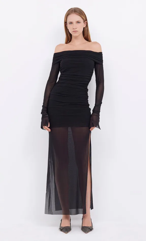 Bec Bridge Maxi Dresses SASHAY LONG SLEEVE GATHERED DRESS Black 8211 Women