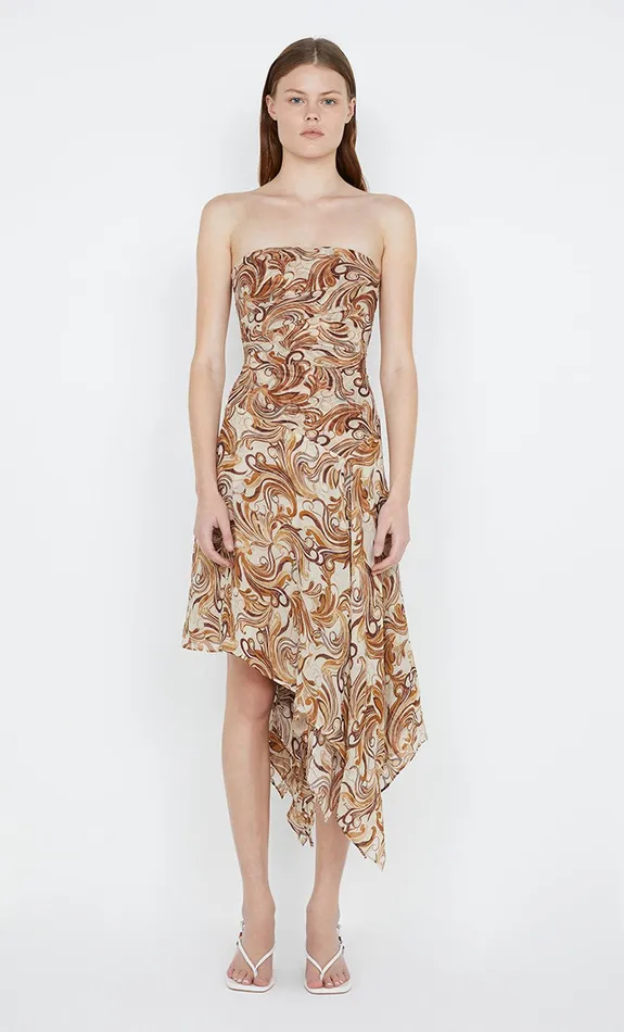 Bec Bridge Midi Dresses JOCELYN STRAPLESS DRESS Cream Swirl 8211 Women