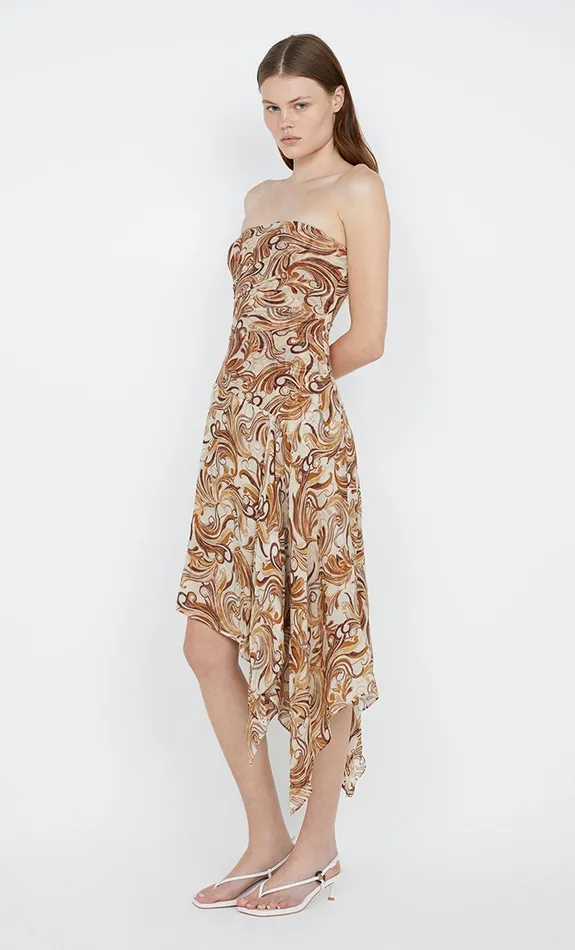 Bec Bridge Midi Dresses JOCELYN STRAPLESS DRESS Cream Swirl 8211 Women