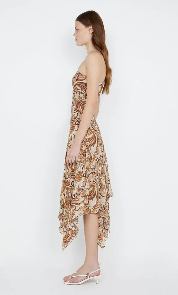 Bec Bridge Midi Dresses JOCELYN STRAPLESS DRESS Cream Swirl 8211 Women