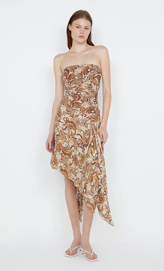 Bec Bridge Midi Dresses JOCELYN STRAPLESS DRESS Cream Swirl 8211 Women