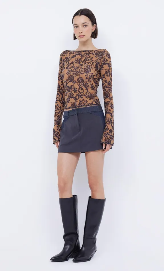 Bec Bridge Tops FLEUR DE LIS LONG SLEEVE TOP Bandana 8211 Women