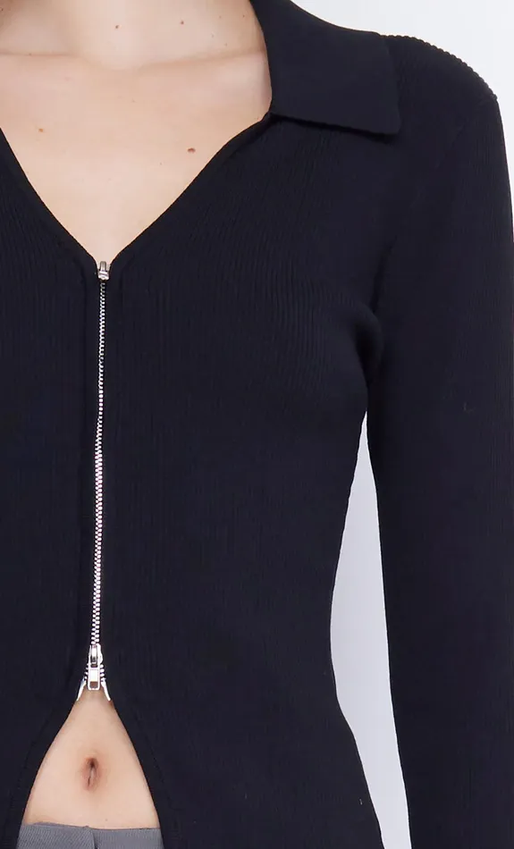 Bec Bridge Tops IMRIE ZIP KNIT CARDIGAN Black 8211 Women