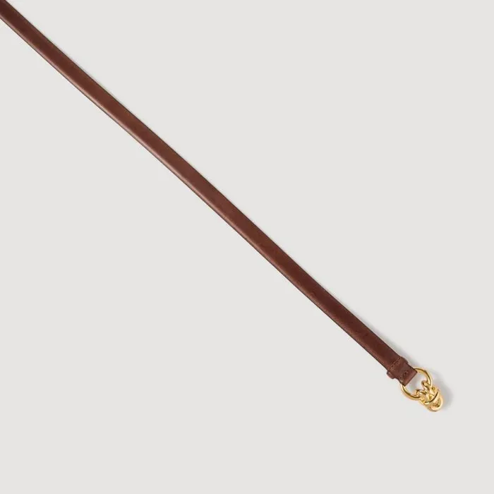 Belts Women SANDRO Slim Leather Belt Brown