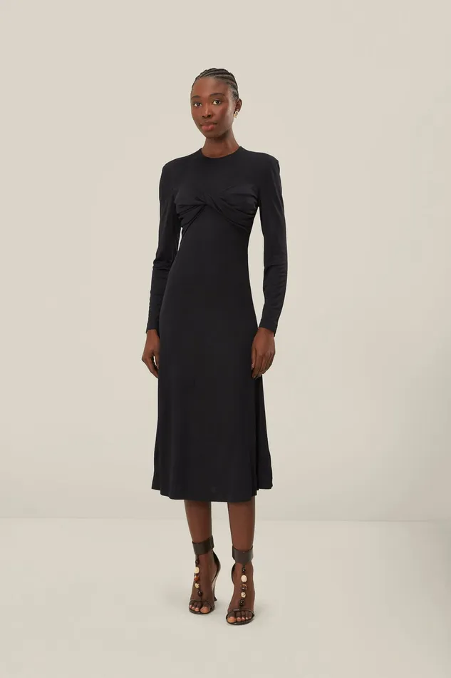 Black Twisted Cup Midi Dress Women Farm Rio Midi Dresses