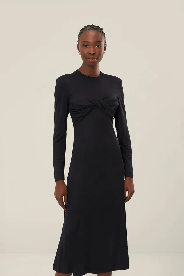 Black Twisted Cup Midi Dress Women Farm Rio Midi Dresses
