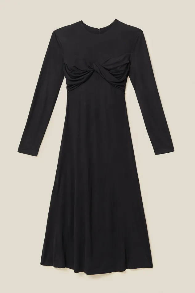Black Twisted Cup Midi Dress Women Farm Rio Midi Dresses