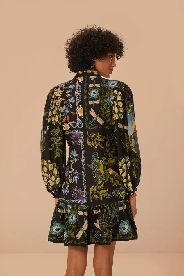 Black Winter Garden Mini Dress Long Sleeves Women Farm Rio Mini Dresses
