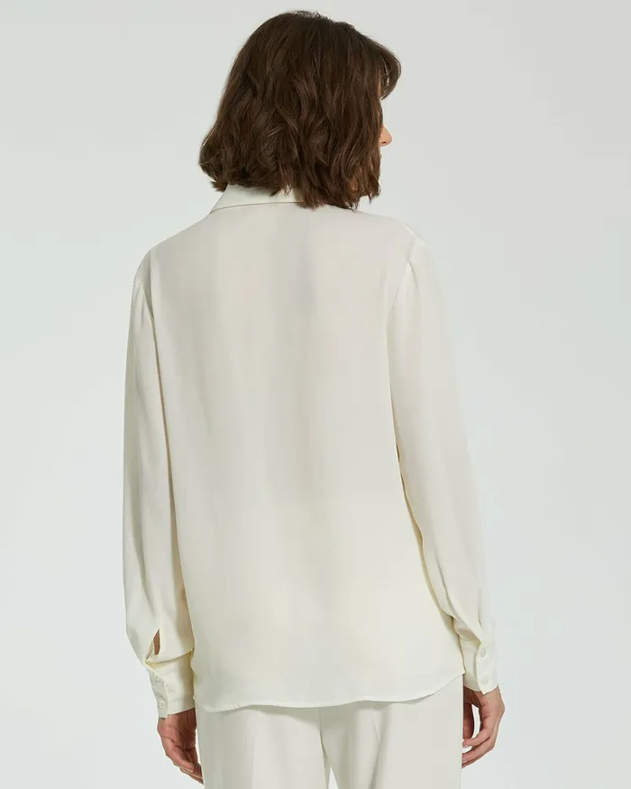 Blouses and Tops Mac Duggal Women The Bentley Long Sleeve Button Up Georgette Blouse 8211 FINAL SALE Cream