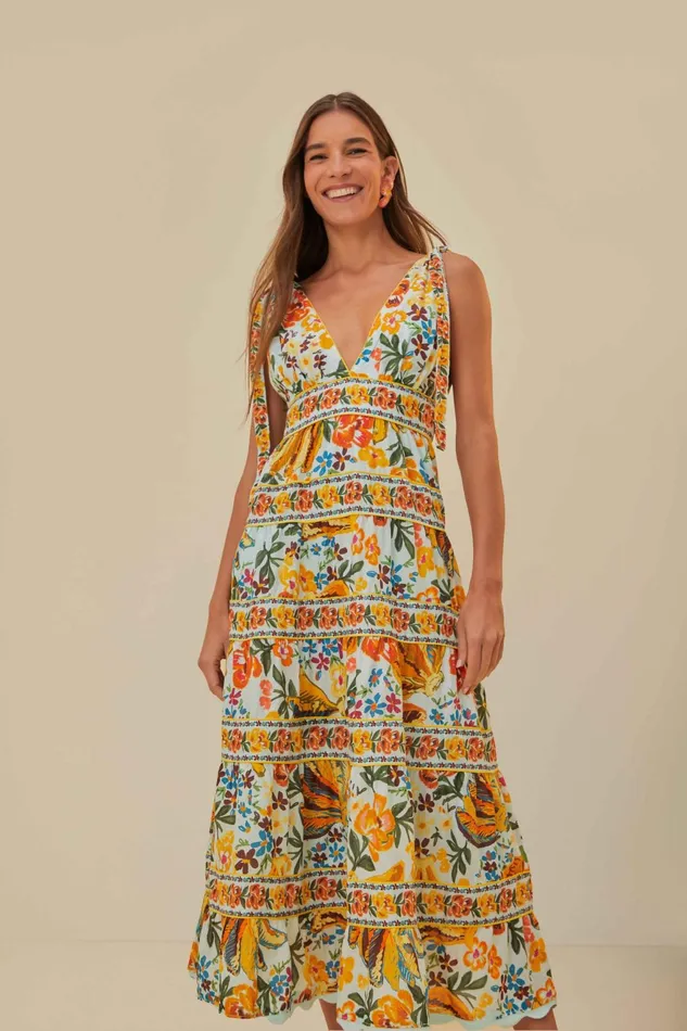 Blue Spring Bananas Midi Dress Women Farm Rio Midi Dresses