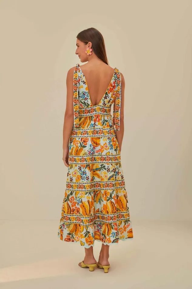 Blue Spring Bananas Midi Dress Women Farm Rio Midi Dresses