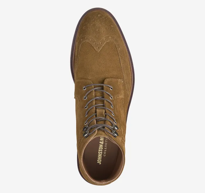 Boots Hartley Wingtip Boot Snuff Italian Suede Johnston and Murphy Men