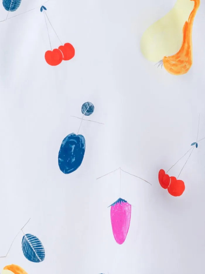 Boxy Cotton Blouse With Fruits Print Greigemulticolor Women Akris Blouses