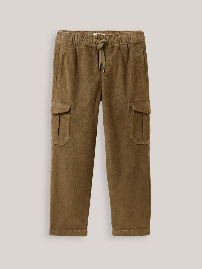 Boys Cyrillus Clothing Corduroy Cargo Trousers Taupe