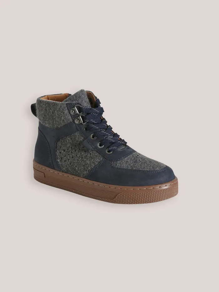 Boys Cyrillus Shoes Leather And Wool Sneakers Gris Chine Fonce