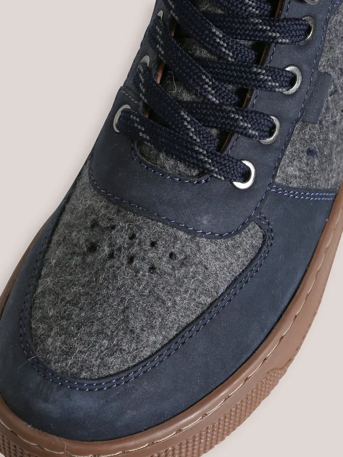 Boys Cyrillus Shoes Leather And Wool Sneakers Gris Chine Fonce