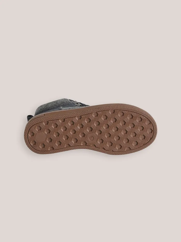 Boys Cyrillus Shoes Leather And Wool Sneakers Gris Chine Fonce