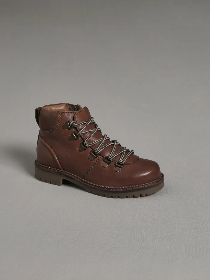 Boys Cyrillus Shoes Leather Mountain Boots Camel