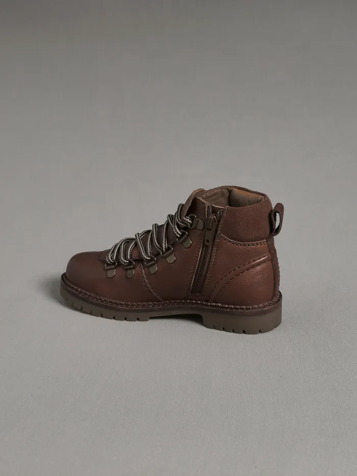 Boys Cyrillus Shoes Leather Mountain Boots Camel