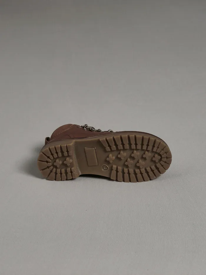 Boys Cyrillus Shoes Leather Mountain Boots Camel