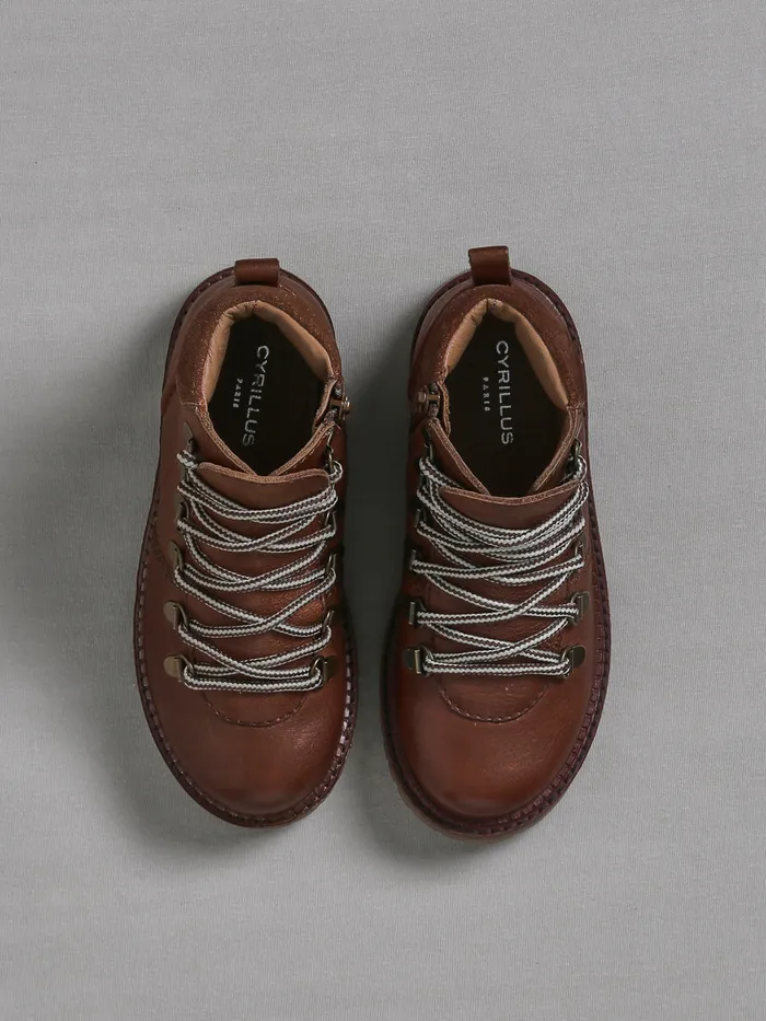 Boys Cyrillus Shoes Leather Mountain Boots Camel