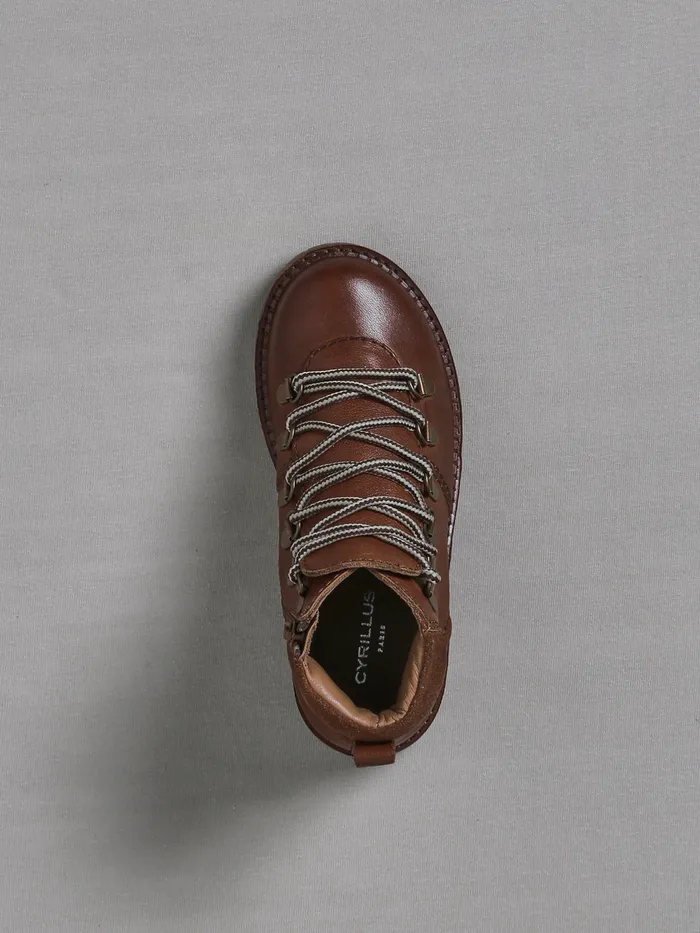 Boys Cyrillus Shoes Leather Mountain Boots Camel