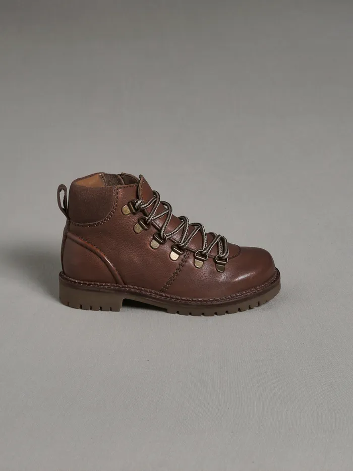 Boys Cyrillus Shoes Leather Mountain Boots Camel
