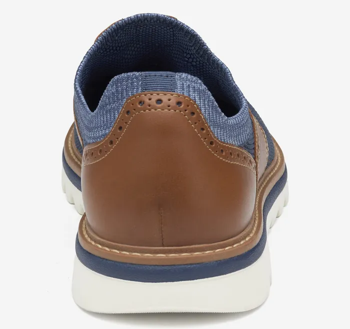 Braydon Knit Saddle Navy KnitTan Full Grain LaceUps Johnston and Murphy Men