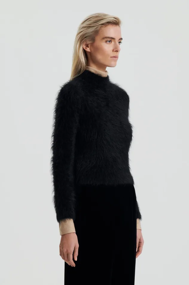 BRUSHED MOHAIR SLIM SWEATER BLACK Knitwear Scanlan Theodore Women BRUSHED MOHAIR SLIM SWEATER BLACK Knitwear Scanlan Theodore Women