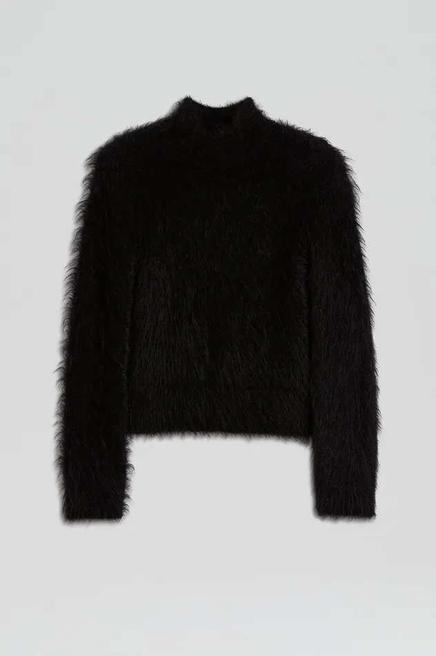 BRUSHED MOHAIR SLIM SWEATER BLACK Knitwear Scanlan Theodore Women BRUSHED MOHAIR SLIM SWEATER BLACK Knitwear Scanlan Theodore Women