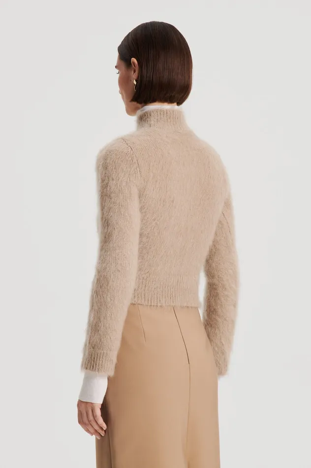 BRUSHED MOHAIR SLIM SWEATER NOUGAT Knitwear Scanlan Theodore Women BRUSHED MOHAIR SLIM SWEATER NOUGAT Knitwear Scanlan Theodore Women