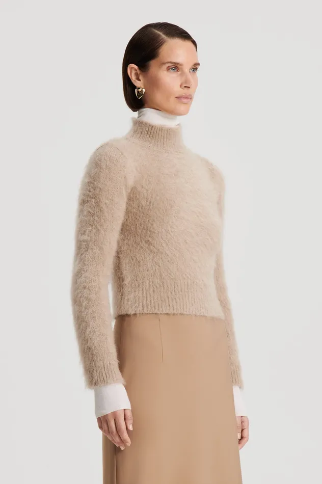 BRUSHED MOHAIR SLIM SWEATER NOUGAT Knitwear Scanlan Theodore Women BRUSHED MOHAIR SLIM SWEATER NOUGAT Knitwear Scanlan Theodore Women