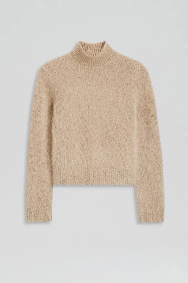 BRUSHED MOHAIR SLIM SWEATER NOUGAT Knitwear Scanlan Theodore Women BRUSHED MOHAIR SLIM SWEATER NOUGAT Knitwear Scanlan Theodore Women