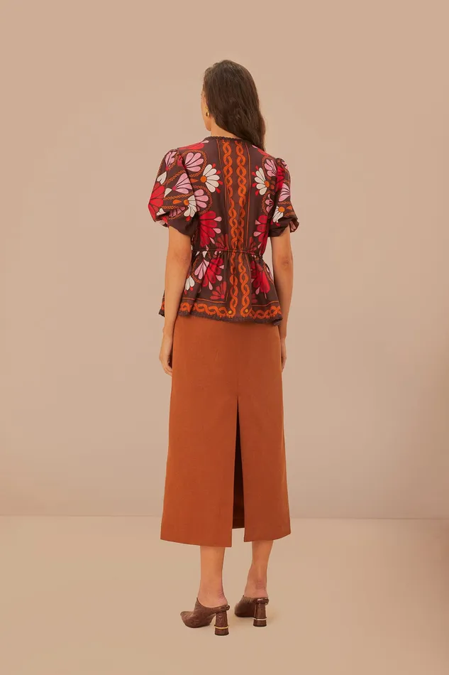 Caramel Midi Skirt Women Farm Rio Skirts