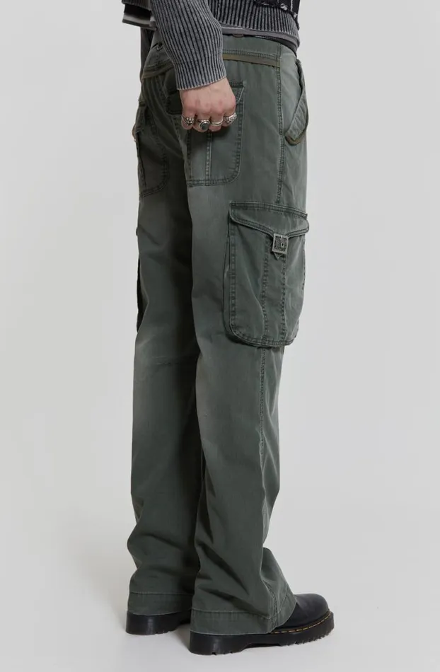 Cargo Pants Men Jaded London Khaki Straight Leg Cargo Trousers
