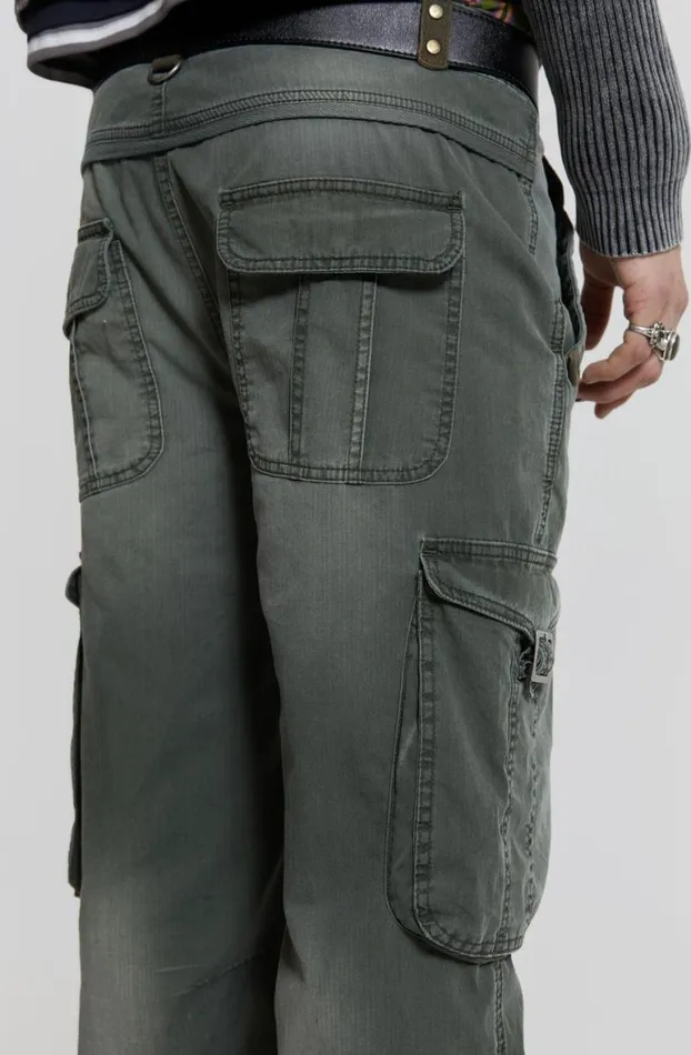 Cargo Pants Men Jaded London Khaki Straight Leg Cargo Trousers