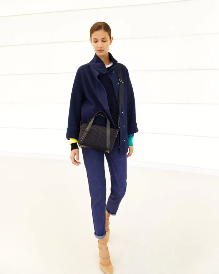 Cashmere Jersery Suede Pocket Jacket Deep Blue Women Akris Cashmere