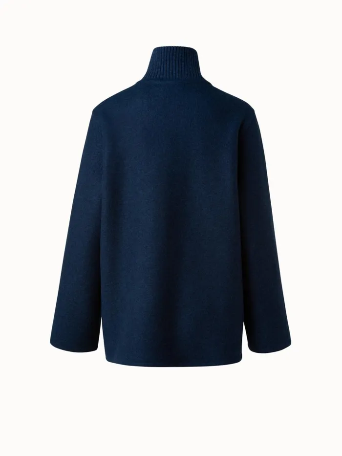 Cashmere Jersery Suede Pocket Jacket Deep Blue Women Akris Cashmere