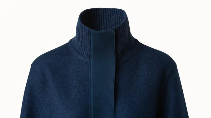 Cashmere Jersery Suede Pocket Jacket Deep Blue Women Akris Cashmere