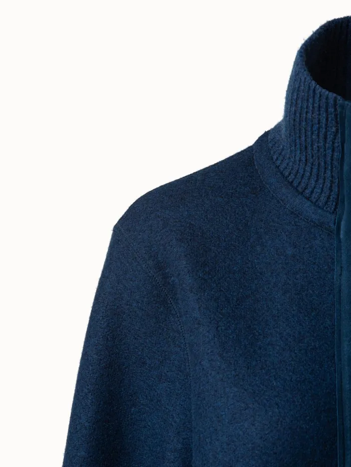 Cashmere Jersery Suede Pocket Jacket Deep Blue Women Akris Cashmere