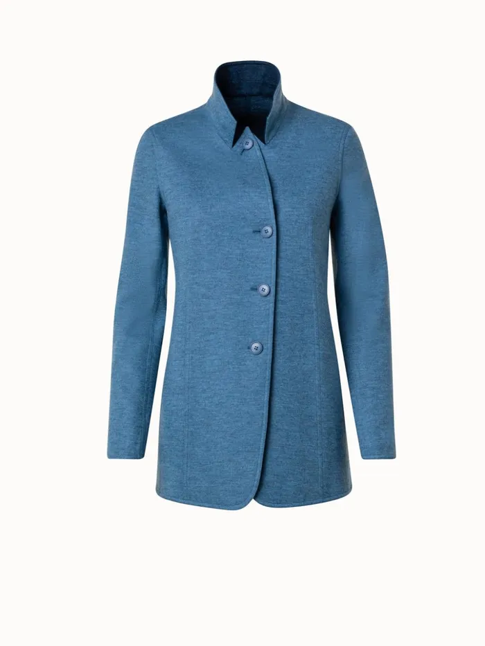 Cashmere Jersey Long Jacket Light Denim Women Akris Jackets