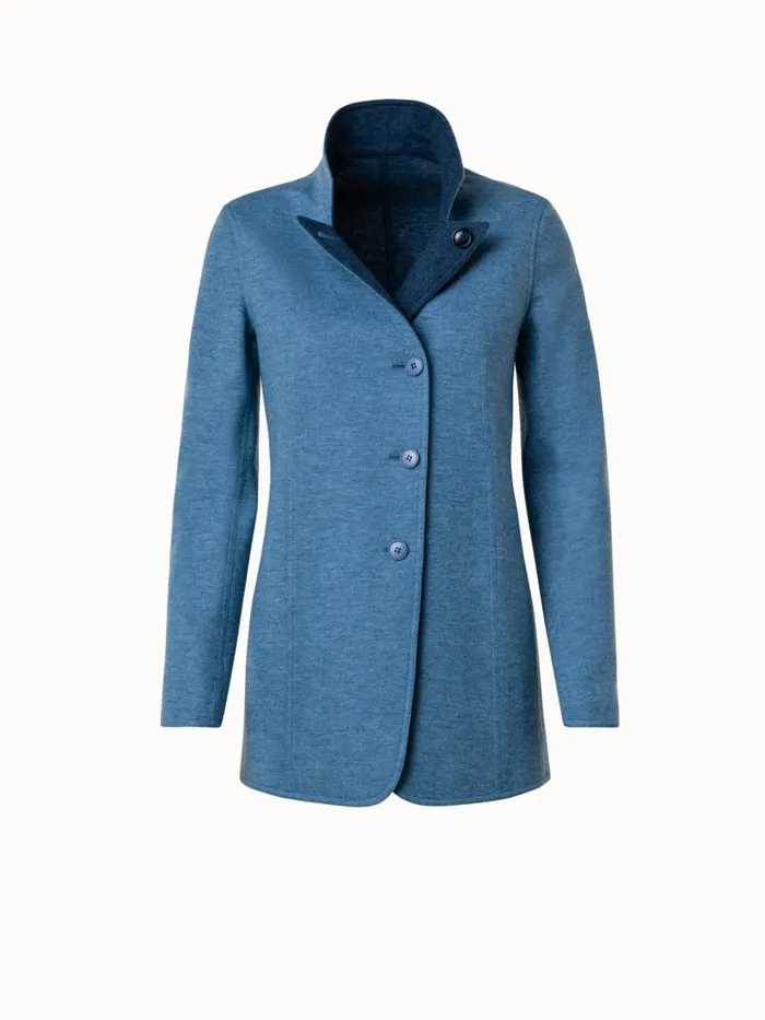 Cashmere Jersey Long Jacket Light Denim Women Akris Jackets
